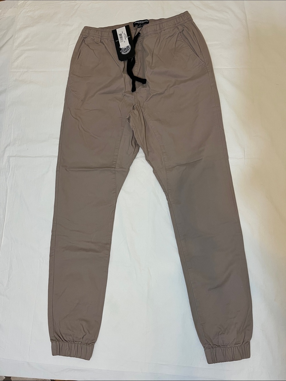 Crooks & Castles Men's Taupe Jogger Pants with Black Drawstring